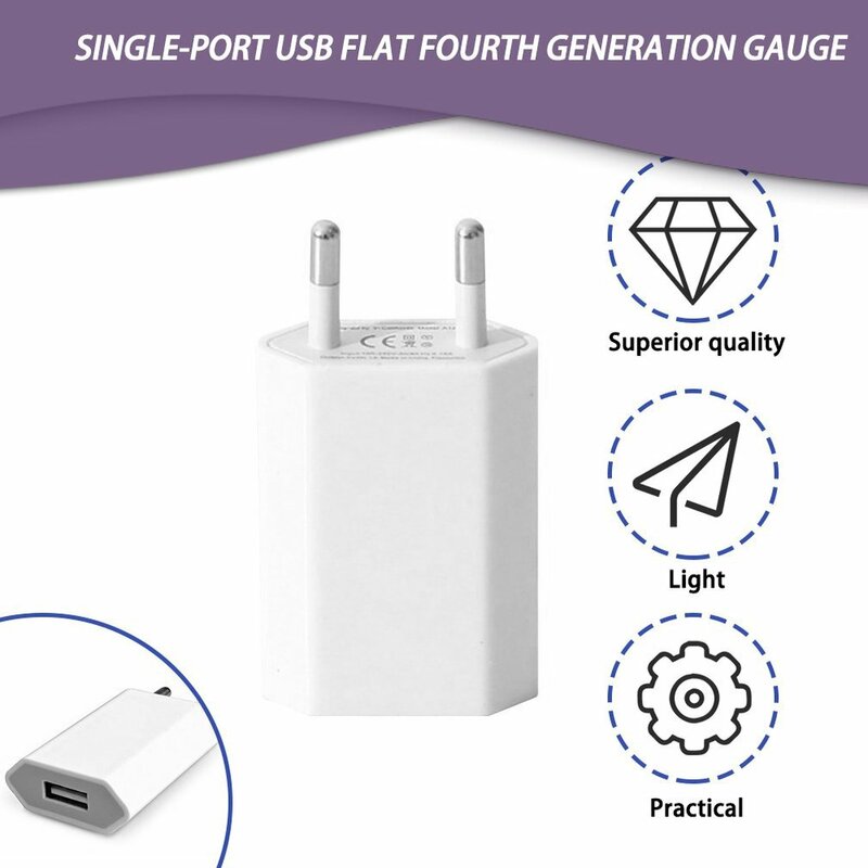 High Quality 5V 500mA 1A EU Plug USB Fast Charger Mobile Phone USB Cable Wall Travel Power Adapter Compatible For Pad Tablet