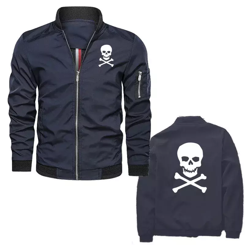 Skull Bomber Jacket spalla cerniera uomo Punk Hip Hop Tactical Streetwear Varsity coat giacca da moto antivento oversize