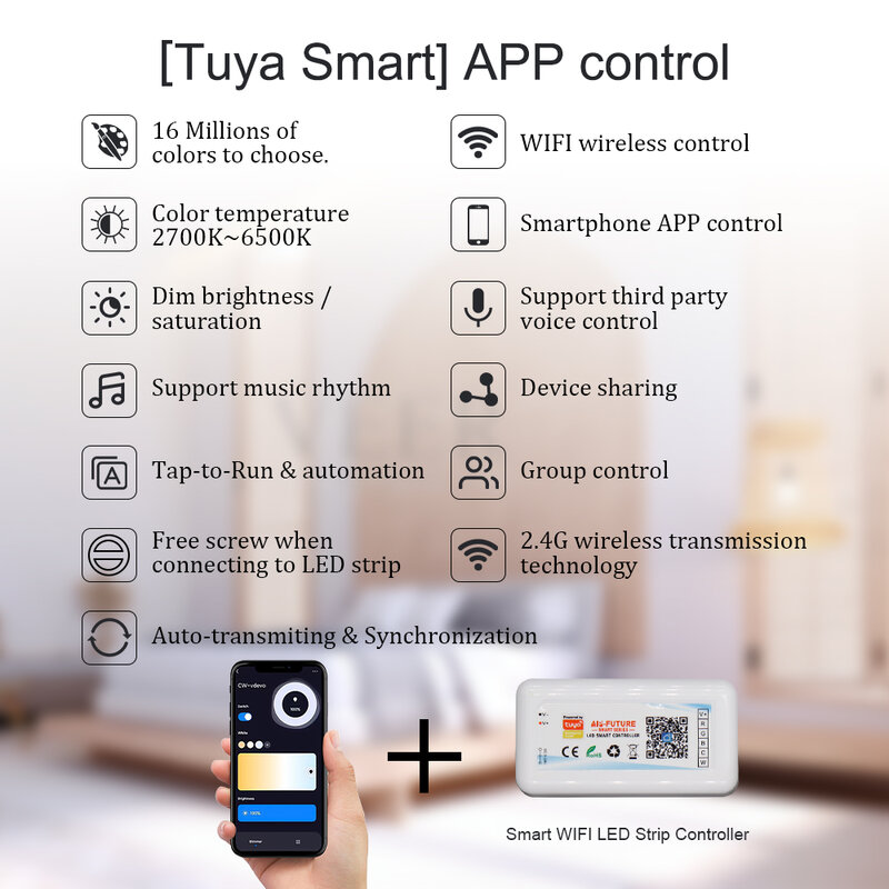 Умный контроллер Tuya Wi-Fi, Одноцветный диммер, RGB RGBW RGBCCT LED Strip Smart Life APP Alexa Google Home, Голосовое управление
