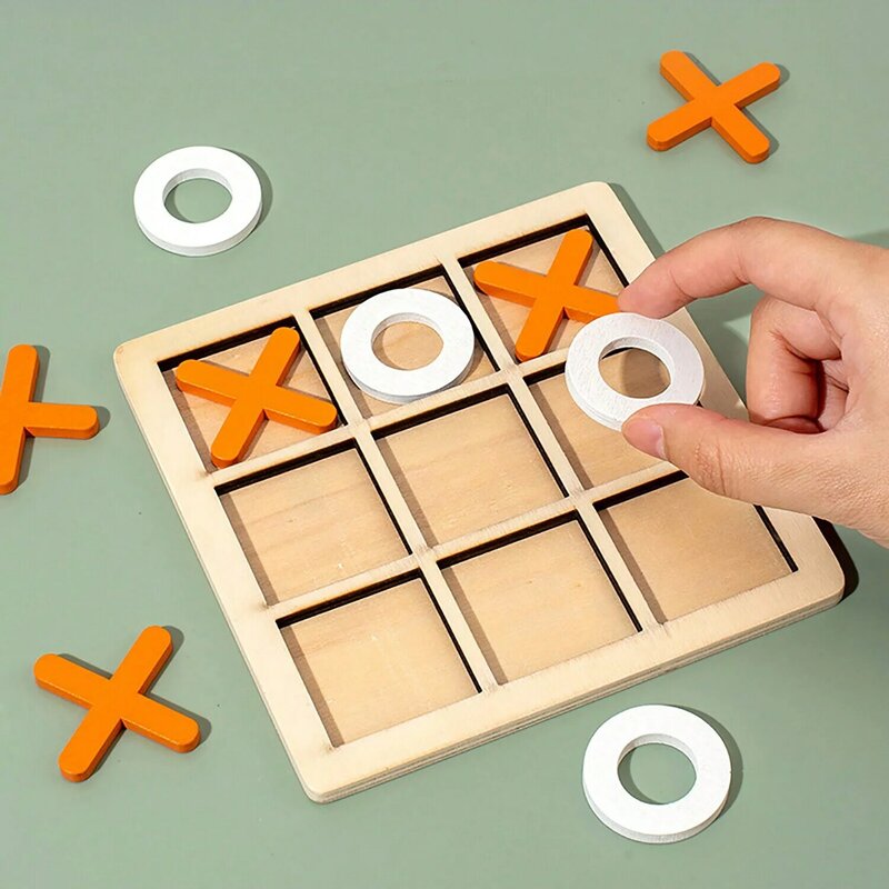 Wooden XO Triple Cross Chess Children's Early Education, Puzzle, Entertainment, Leisure, Battle, Board Game Toys
