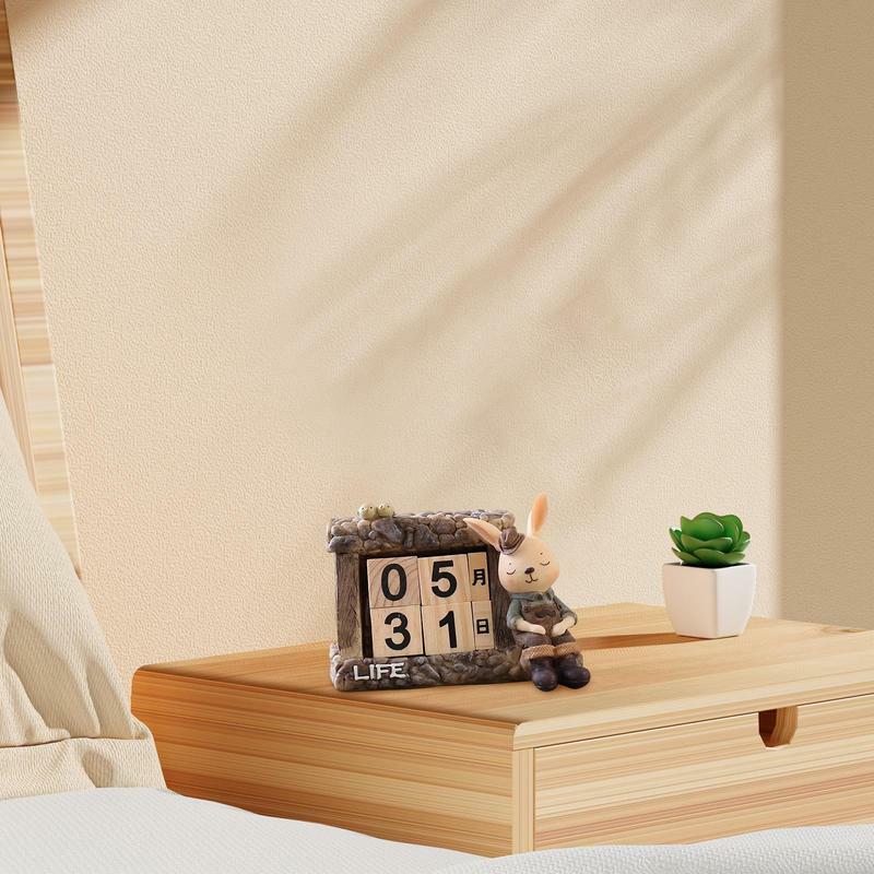 Blok z kalendarzem na biurko tabela z kalendarzem wystrój z wzór królika z litego drewna kutego żelaza na stół kuchenny mały stolik