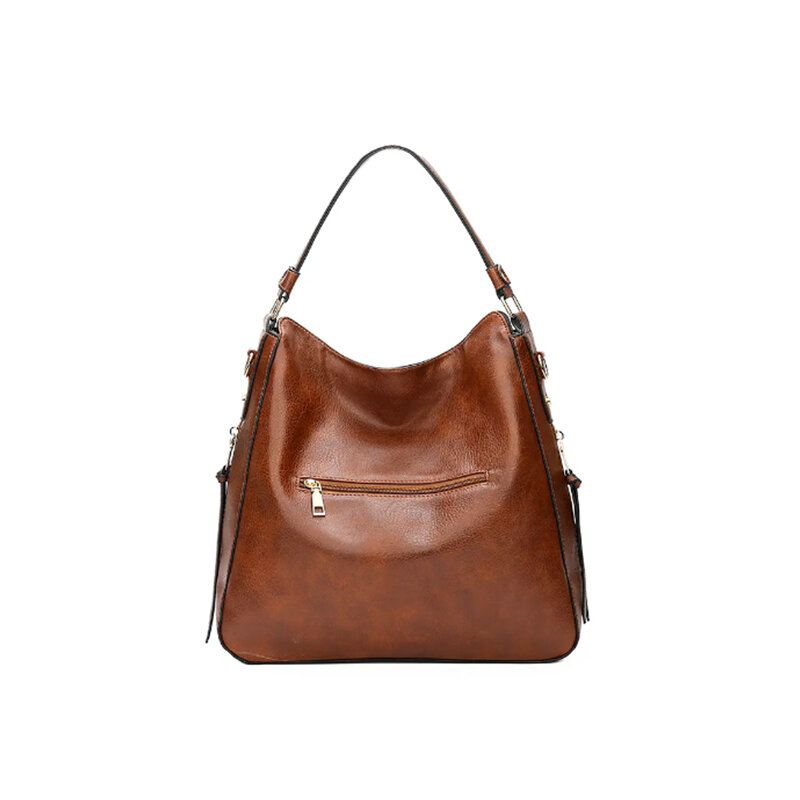 Bolsa de couro vintage de grande capacidade feminina, bolsa de mão luxuosa feminina, moda