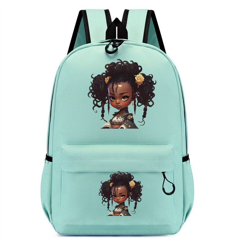 Children Bagpack Samurai Black Curly Girl Backpack Kindergarten Schoolbag Kids Beautiful Afro Girl Bookbag Travel School Bags