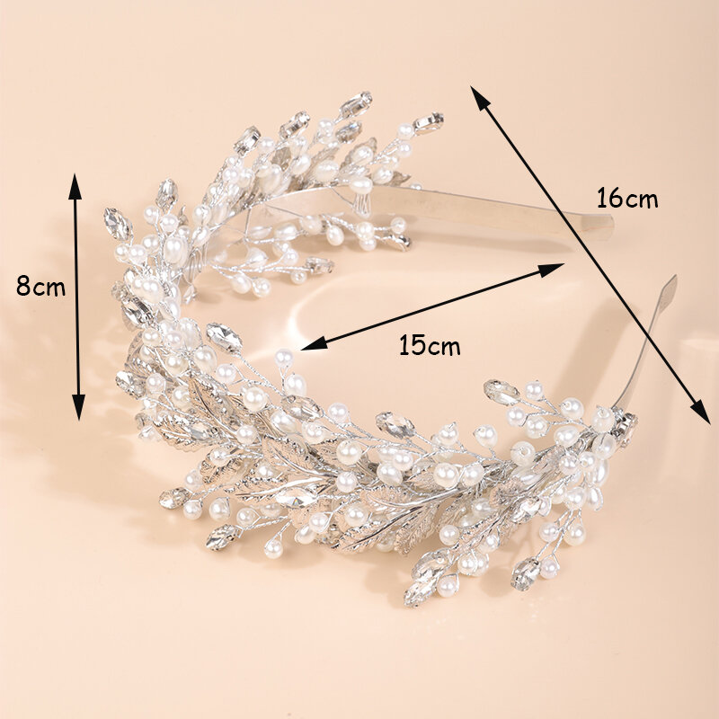 Corona nupcial de diamantes de imitación para mujer, tocado hecho a mano, hoja de aleación de lujo, accesorios para el cabello de boda, moda Preal