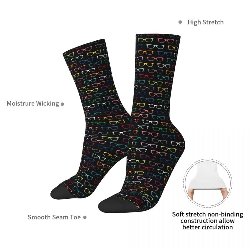 Красочные хипстерские Носки с рисунком очков, высококачественные чулки в стиле Харадзюку, всесезонные длинные носки унисекс, подарок на день рождения