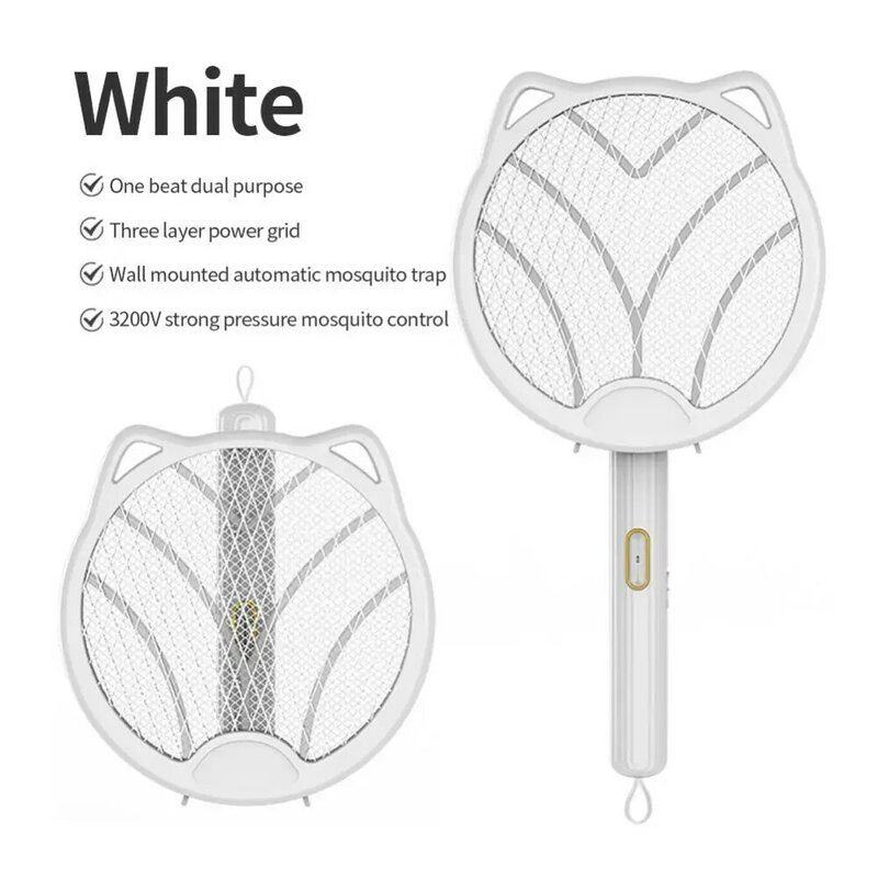 New Folding Electric Mosquito Swatter Rechargeable Durable Household Four-in-one Mosquito Swatter Fly Swatter Lithium Battery