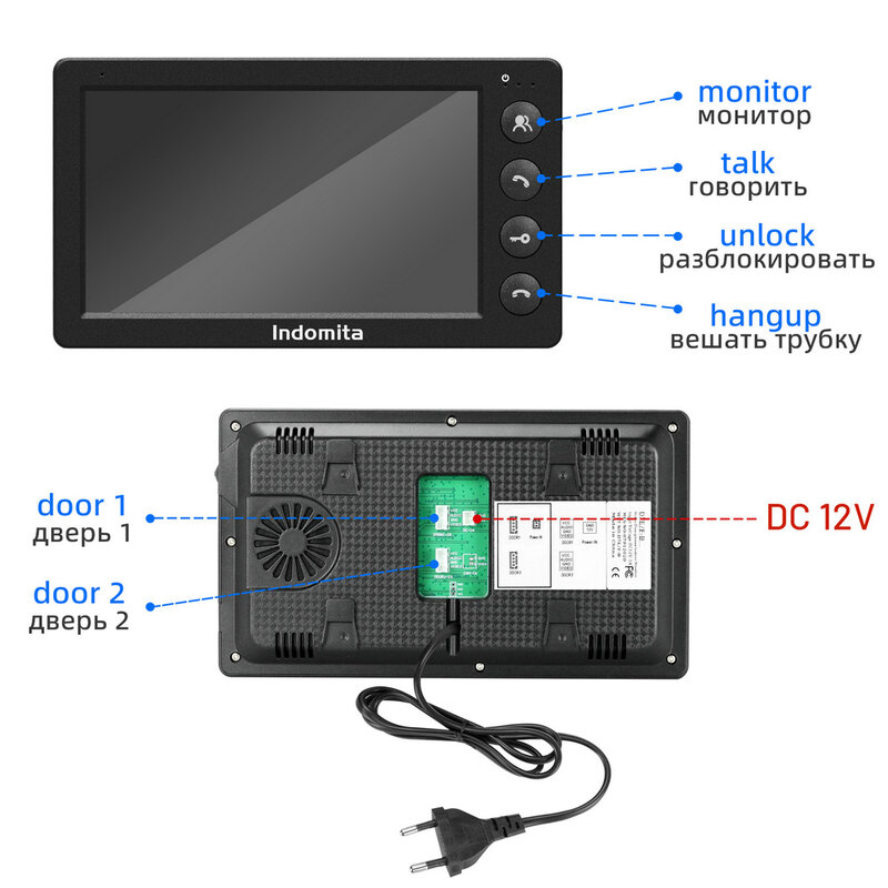 Indomita สายวิดีโอประตูโทรศัพท์บ้านอินเตอร์คอมสำหรับอพาร์ทเม้นถนนออดกล้องแผงโทร RFID กันน้ำ