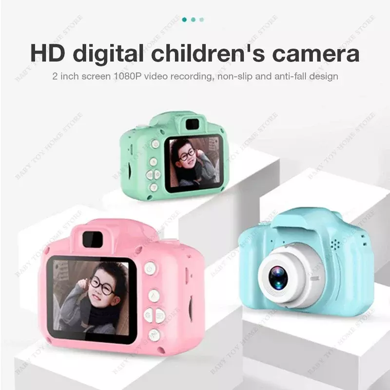 Children's Mini Camera Waterproof 1080P HD Video Toys 2 Inch Color Display Kids Cartoon Cute Outdoor  SLR  Toy Gifts
