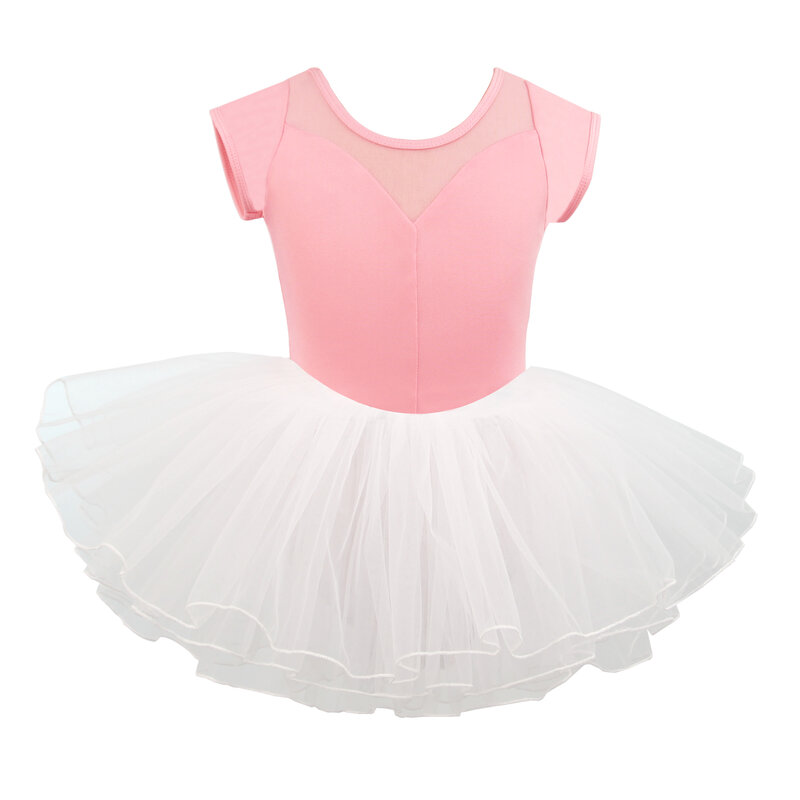Leotards balet untuk anak perempuan, gaun dansa Senam lengan pendek, kostum balerina, Rok yang bisa dilepas, Bodysuit balet balita
