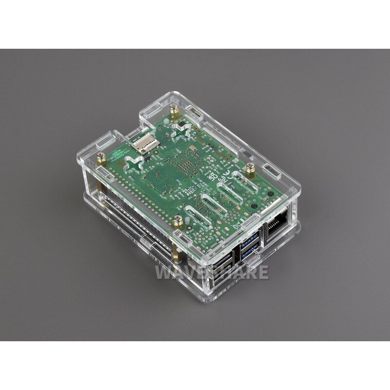 Waveshare Clear Acrylic Case for Raspberry Pi 5, Supports installing Official Active Cooler PI5-CASE-F