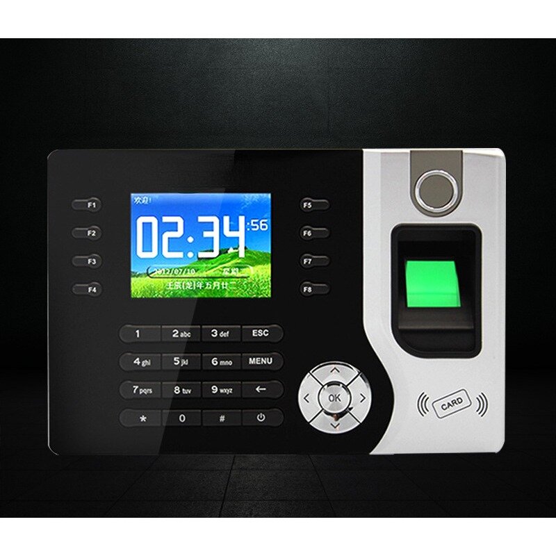 Máquina de asistencia de tiempo de huella digital TCP/IP, reloj biométrico inteligente de huellas dactilares, grabador de verificación de empleado RFID, 12V