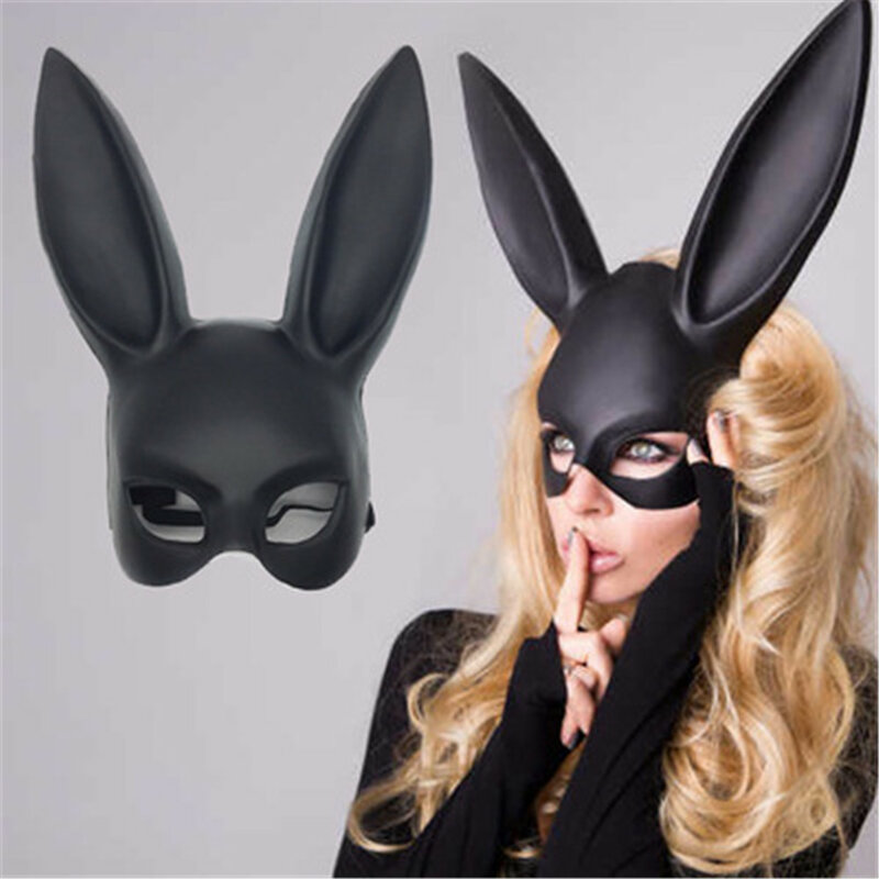 Orelhas de Coelho Máscaras Metade do Rosto para Mulheres, Sexy Bunny Máscara, Cosplay, Bar Masquerade, Halloween Party Supplies, Acessórios Traje