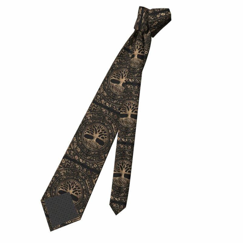 Cravatta da uomo con motivo runico Yggdrasil albero della vita formale per uomo cravatta da ufficio con simbolo norreno vichingo di seta personalizzato