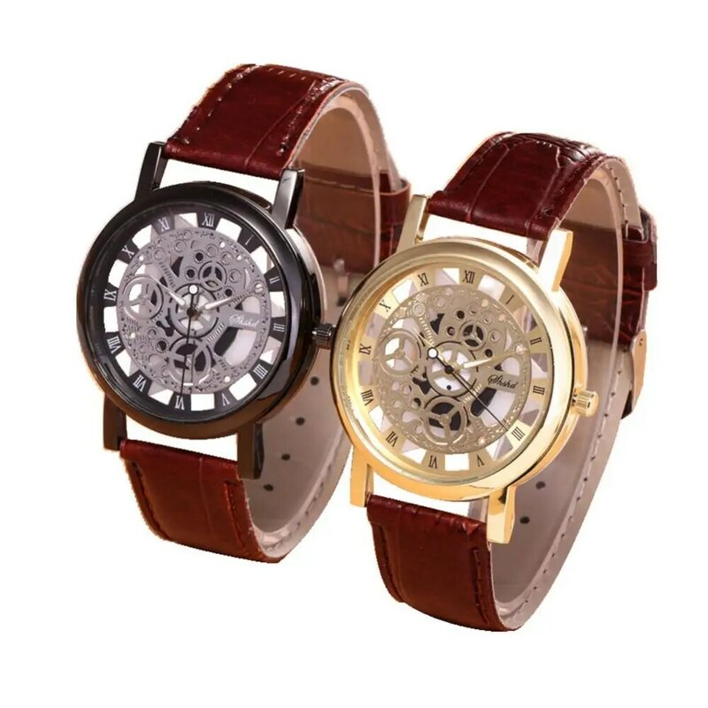 New in Men Watch Fashion Business Roman Numerals Sports Clock Faux Leather Quartz Wrist Watch Dropshipping