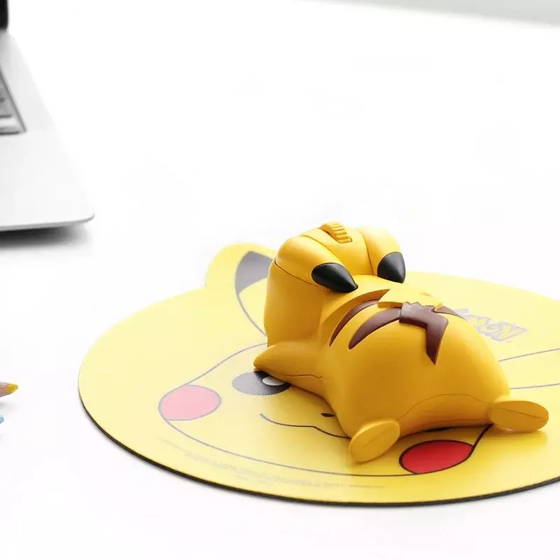 Anime Pokemon Pikachu-ratón con ruedas para ordenador, Mouse inalámbrico con Bluetooth, teclado Kawaii, traje genuino