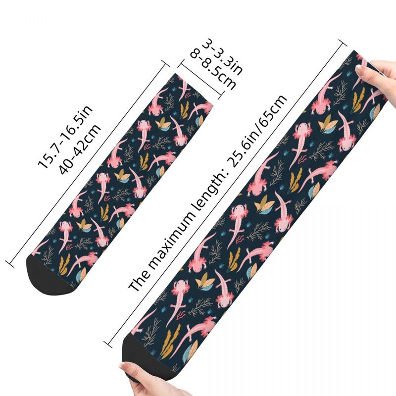 Axolotl-Chaussettes de sport en polyester rose pour hommes et femmes, chaussettes animaux marins, mode printemps, été, automne, hiver, nouveauté