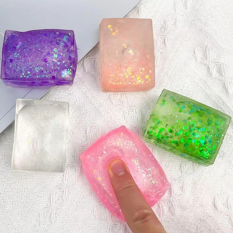 Decompressed Transparent Large Crystal Ice Block Pinch Music Children Simulation Ice Block Toy Relaxing Mood Squeezing Toy