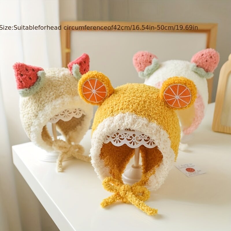 Chapéu de proteção de orelha de lã infantil bonito para meninos e meninas, bebê de 0 a 3 anos, outono, inverno, 1pc