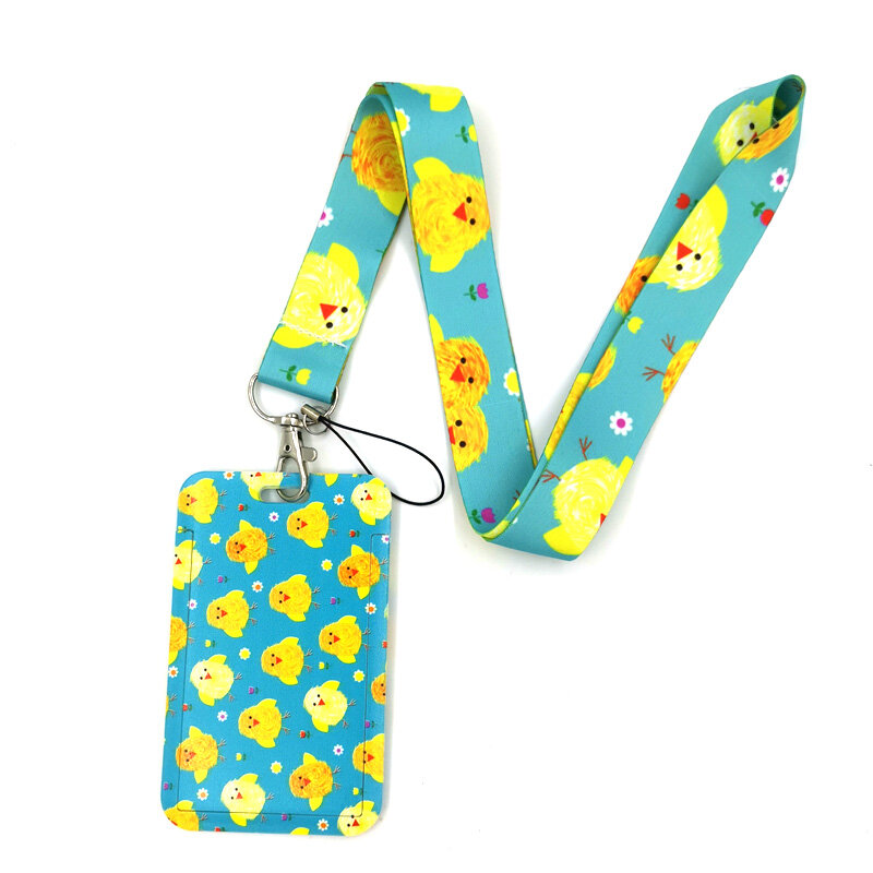Cordón para llaves de pato y pollo amarillo, llavero para coche, tarjeta de identificación, insignia para teléfono móvil, soporte para llaves para niños, decoraciones de joyería