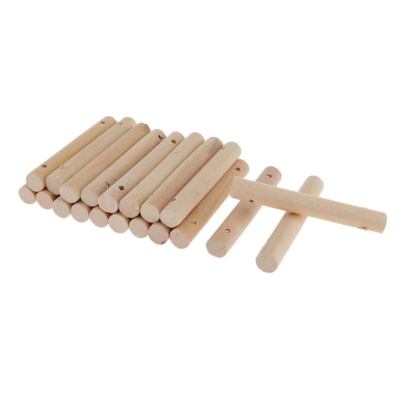20PCS 2mm Perforated Holes Round Wooden DIY Wooden Crafts Rod Cylinder