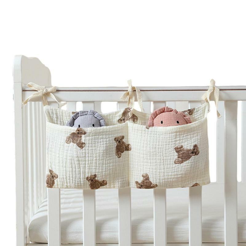 Baby culla Organizer culla Caddy Bed Storage Bag 2 tasche comodino appeso pannolino Nursery Organizer per pannolini giocattoli abbigliamento
