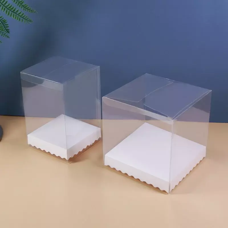กล่องฝาใสเค้กขนมอบเบเกอรี่กระดาษแข็งสีขาวพิมพ์ลายได้ตามต้องการ