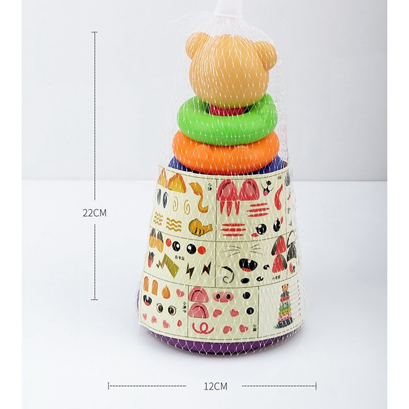 아기 종 블록 링 장난감, 다채로운 블록 링, 놀이 집 무지개 반지, 색상 및 모양 학습 장난감