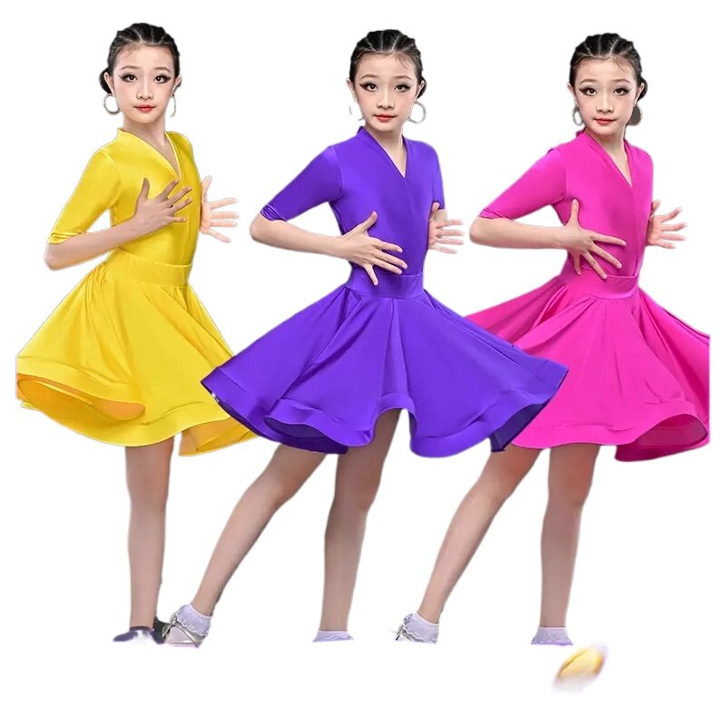 Dziecięca sukienka do tańca latynoskiego dla dziewczynek profesjonalna sukienka taniec towarzyski Rumba Cha Samba praktyka sukienka łaciński występ