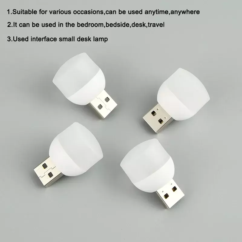 10/1pcs Mini USB Plug Lamp LED Night Light Computer Mobile Power Charging Night Lamp Warm White Eye Protection Book Read Light