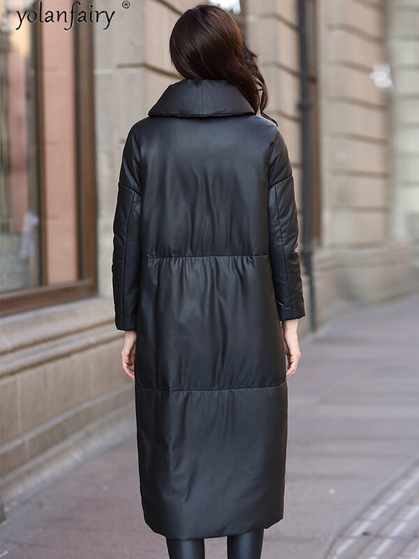 Leather Winter Genuine Jacket Women 2023 Natural Sheepskin Coat Female Long Down Jackets for Women Warm Parkas