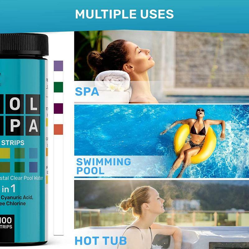 Pool-Testkit Pool-Kit für Salzwasser tests 100-Streifen-Pool-und Spa-Test für pH-Wasserhärte-Testkit für Whirlpool-Chlor