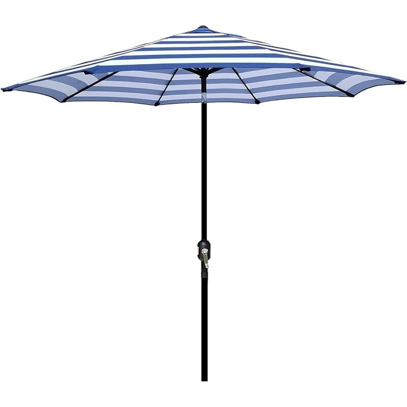 Guarda-chuva ao ar livre, Guarda-chuva de mesa e quintal, Guarda-chuva do mercado com 8 costelas resistentes, botão, inclinação e manivela, 9'