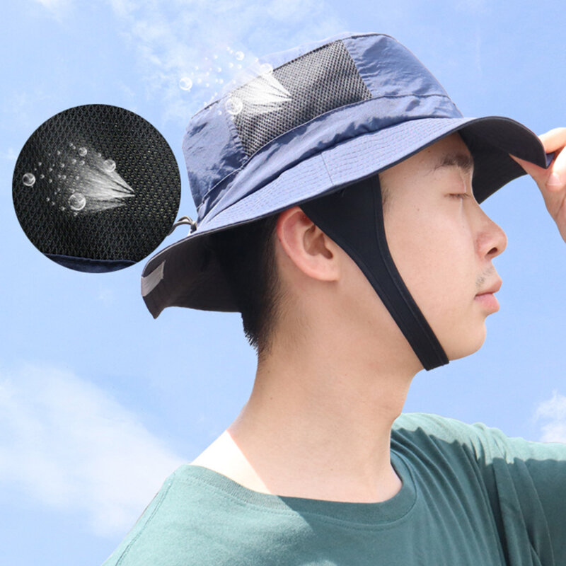 Пляжная Женская сетчатая дышащая Солнцезащитная шляпа UPF50 + летняя уличная рыболовная Регулируемая шляпа с ремнем для подбородка для водных видов спорта унисекс
