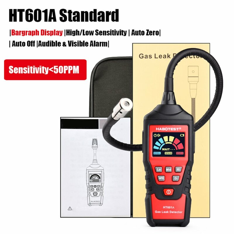 HT601A Flammable Combustible Natural Gas Leak HABOTEST Gas Leak Detector Location Determine Meter Analyzer Sound Alarm