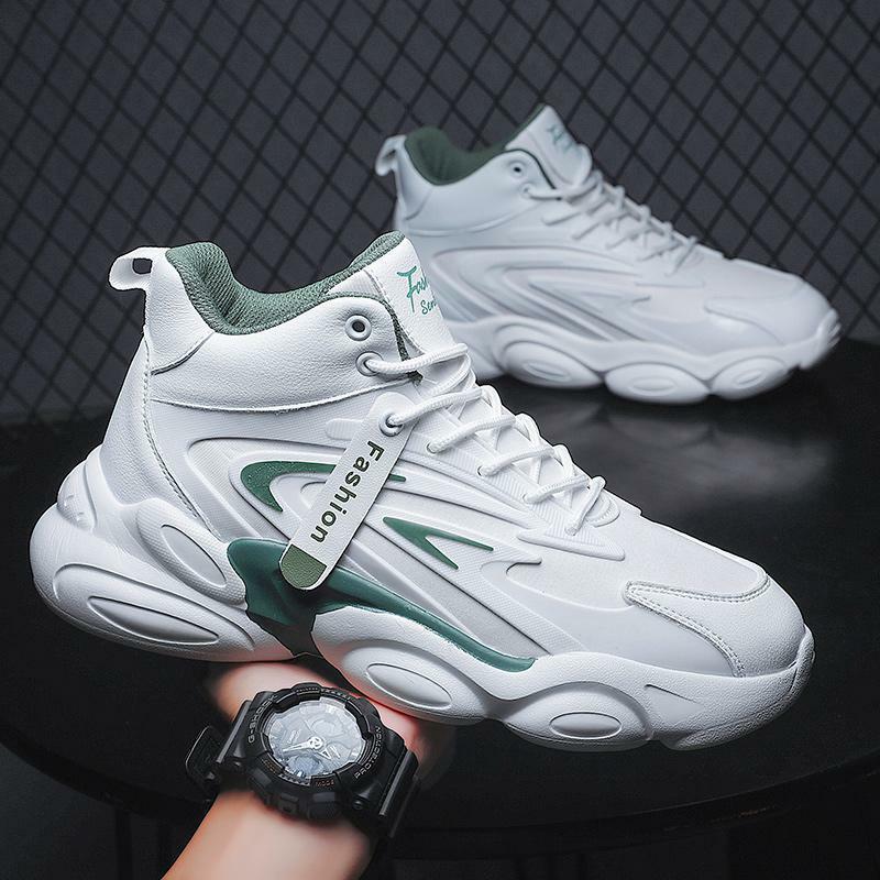 Autumn Men's Shoes 2022 New Style White Sneakers Leather Running Shoes Junior High School Students Soft Bottom White Shoes