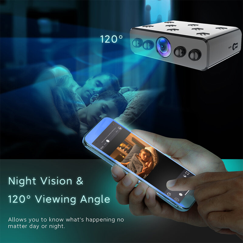 Mini caméra de sécurité à domicile intelligente, Wi-Fi, vision nocturne HD, 1080P, caméra numérique portable, détection de mouvement, télécommande