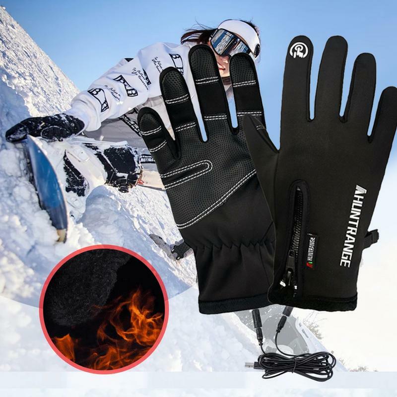 Перчатки с подогревом для зимы, электрические перчатки с быстрым нагревом для зимы, водонепроницаемые перчатки с полными пальцами, теплые перчатки для бега, катания на лыжах