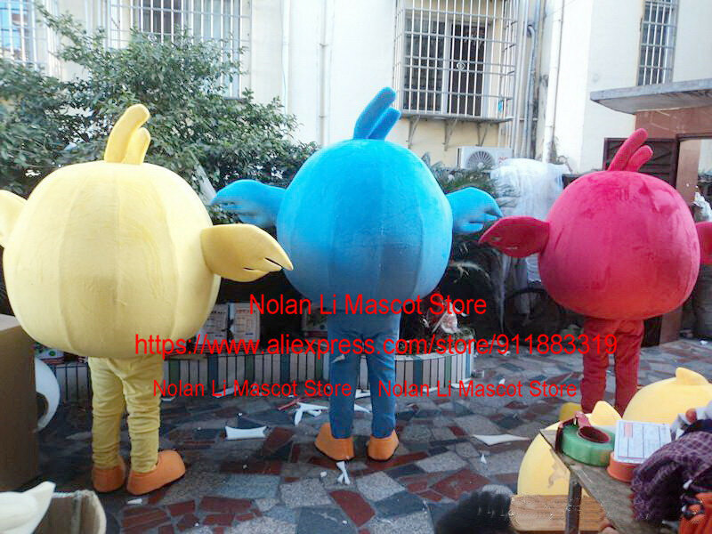 Heiße Verkäufe rot gelb blau Vogel Maskottchen Kostüm Cartoon Set Rollenspiel Erwachsenen größe Karneval Werbe spiel Weihnachts geschenk 324