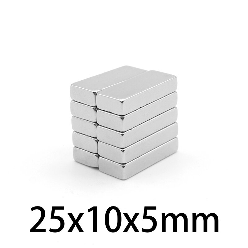 2/5/10/20/30/50 pz 25x10x5mm magneti a blocco forte N35 magneti permanenti 25x10x5 magnete al neodimio rettangolare in terre Rare 25*10*5