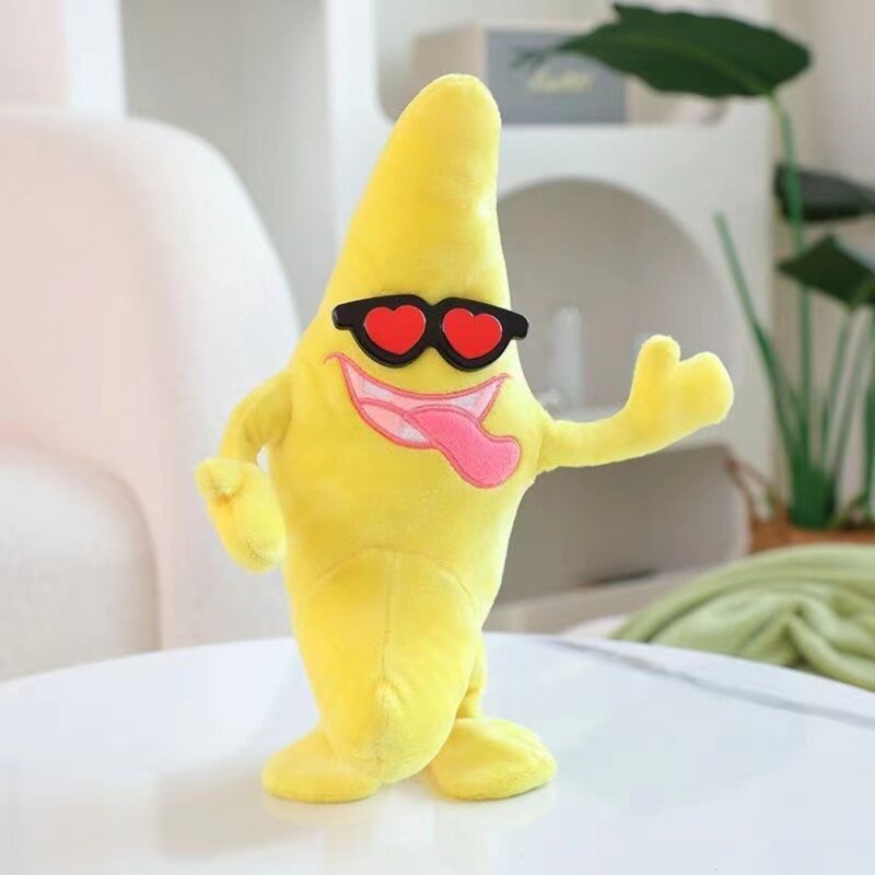 큰 바나나 봉제 인형 노래하는 큰 바나나 장난감, 재미있는 노래하는 큰 바나나 봉제 바나나 키체인