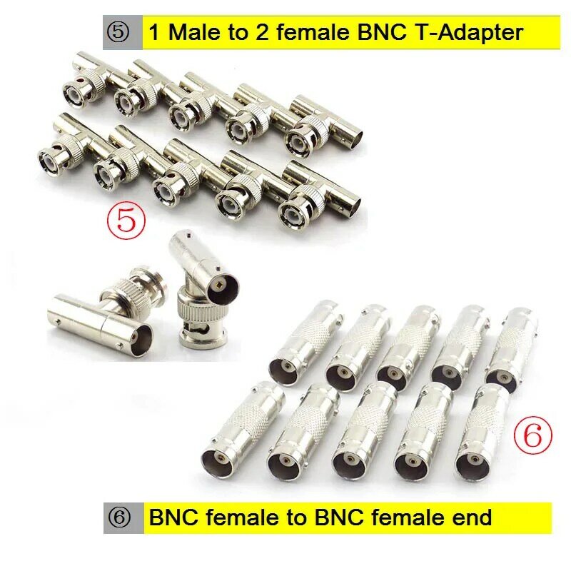 1 Buah BNC RCA Male Female Ke BNC RCA Male Female Adapter Plug Coax Cable Video Audio Wire Converter Connector Untuk Kamera CCTV W1