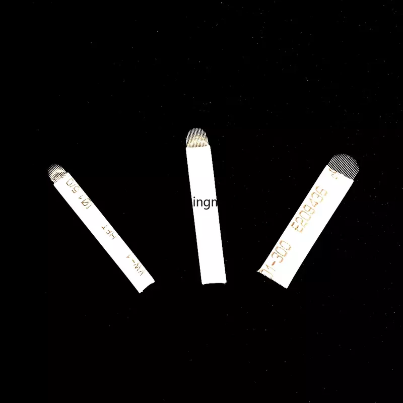50 stücke weiße 0.20/0,25mm Microblading-Nadeln für Tattoo Lamina Tebori 7 9 11 12 14 Flex klingen u Form Permanent Make-up Klinge
