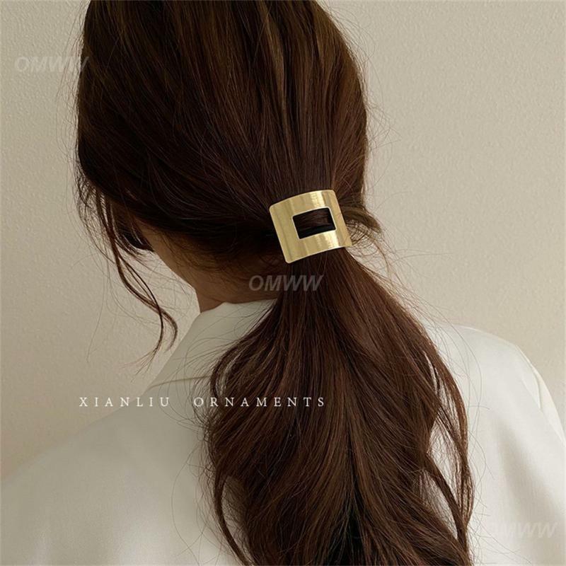 Simple Metal Wire Drawing Hair Rope Female High Elastic Rubber Band Head Rope Temperament Casual Hair Ring Headdress