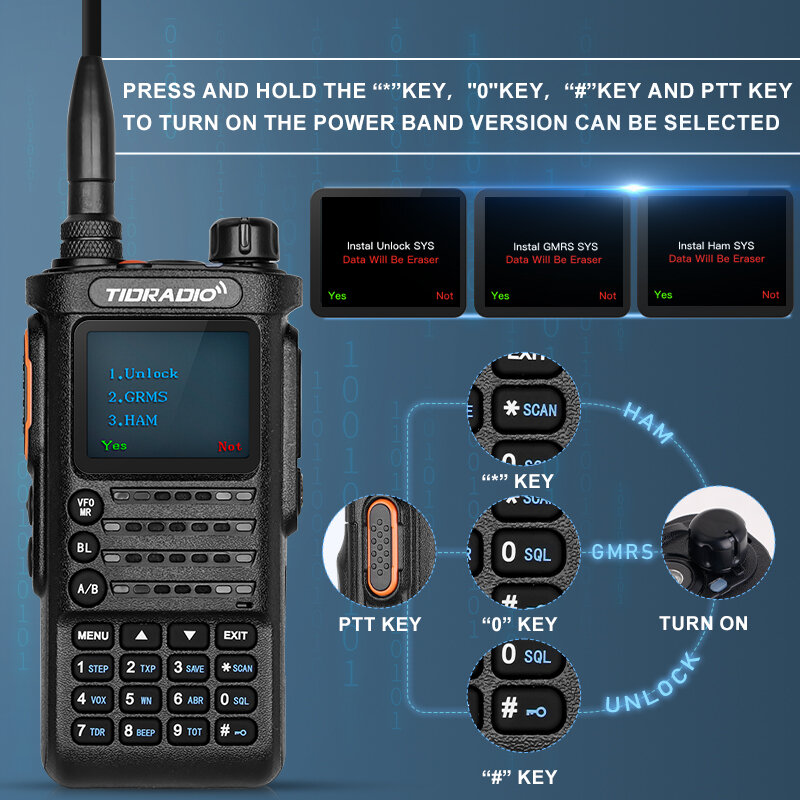 TIDRADIO-Talkie Walperforé professionnel, radio d'urgence longue portée, HAM FM, récepteur radio bidirectionnel portable, ensemble sans fil, TD H8, 10W