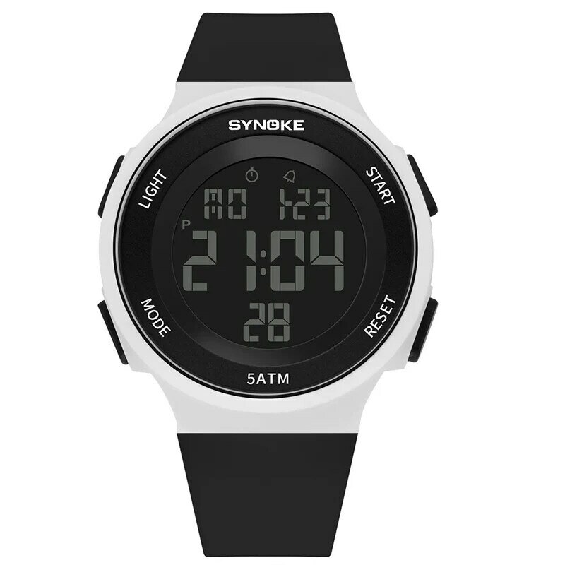 SYNOKE-Relógios de pulso digitais à prova d'água para homens e mulheres, relógio esportivo com alarme LED, alça destacável
