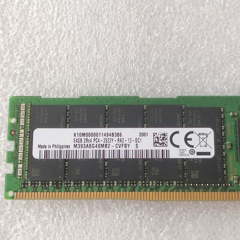 1ชิ้นสำหรับหน่วยความจำเซิร์ฟเวอร์ Samsung 64G 2RX4 DDR4 PC4-2933Y REG ก่อนการจัดส่งทดสอบอย่างสมบูรณ์แบบ