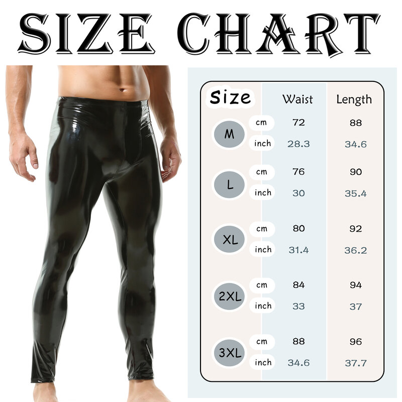 New Men PVC Patent Leather Pants Leggings Clubwear Black Slim Fit Nightclub Dance Costume Party Trousers Motorcycle Ridding Pant
