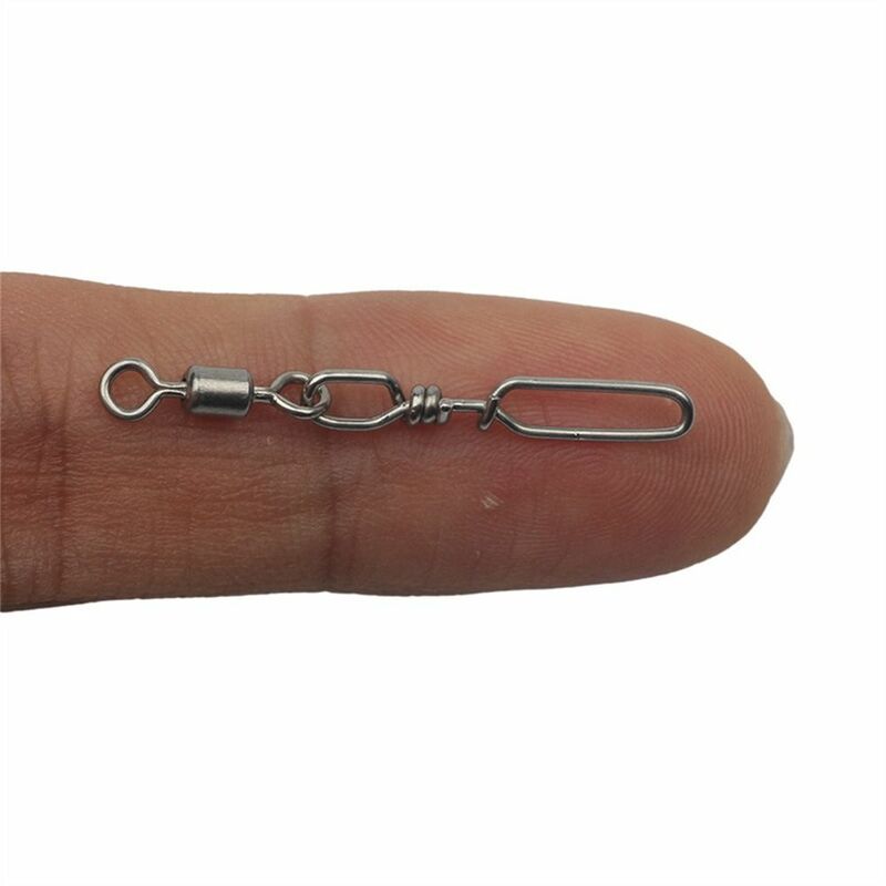 10Pcs Snap Rolling Fishing Swivels Stainless Steel Ball Bearing Fishing Connector Pin Heavy Duty High Strength Fishhook
