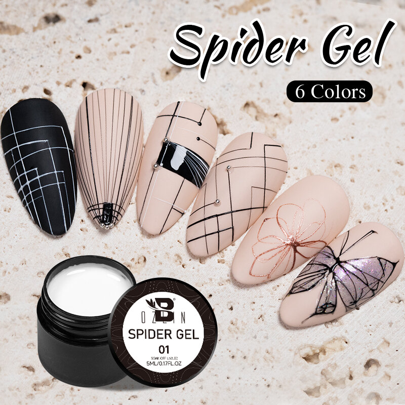 BOZLIN Spider Wire Gel No Sticky Layer UV LED Painting Drawing Lining Gel Polish per Nail Design Manicure per unghie Color oro rosa