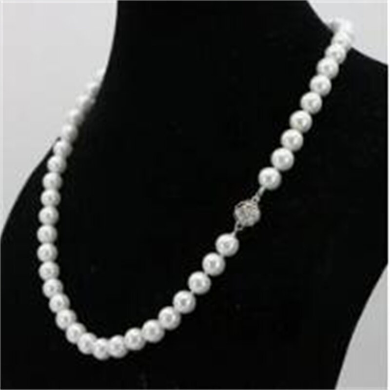 Collier de perles en coquillage de la mer du sud, 8mm, blanc étonnant, à la mode, bijoux magnifiques pour filles et mères, cadeaux